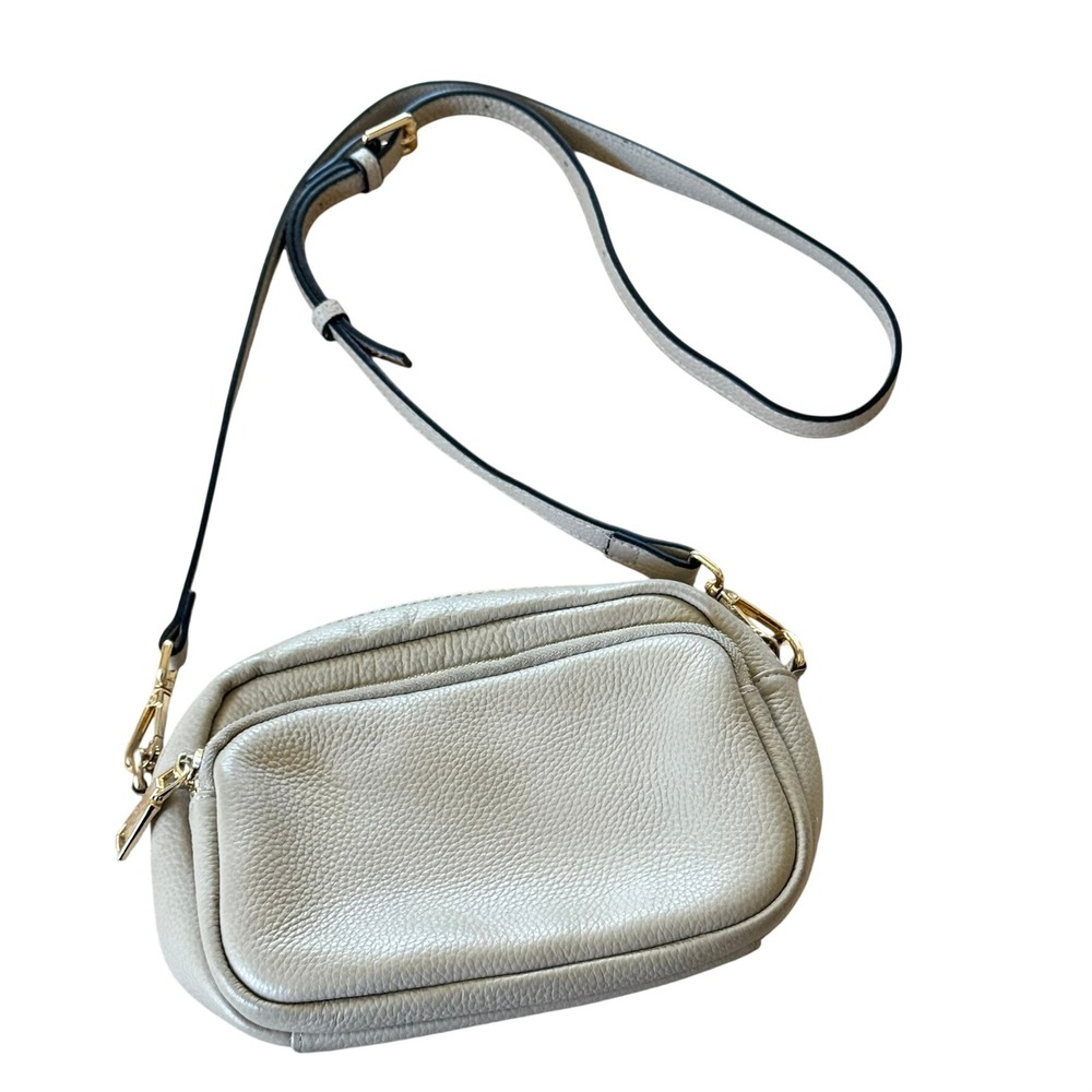 NWOT Pom Pom London City Bag Purse CrossBody Slate Pebble Leather Gray